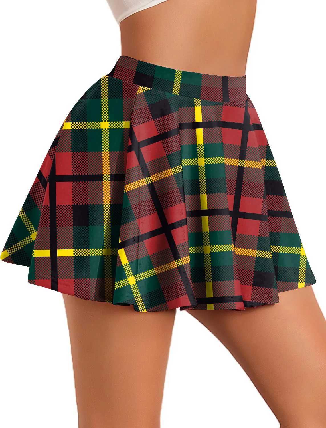 Retro Plaid Pleated Skirts Skirt Y2K Streetwear Vintage School Uniform A-Line Gym dent Short Skirt Girl Xmas Dress UpXJ241221