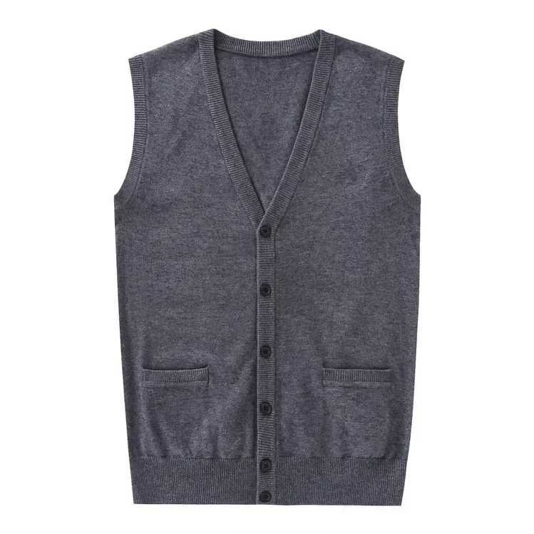 New Mens Business Casual Cardigan Wear Warm Sleeveless Wool Knitted Sweater VestXJ241221