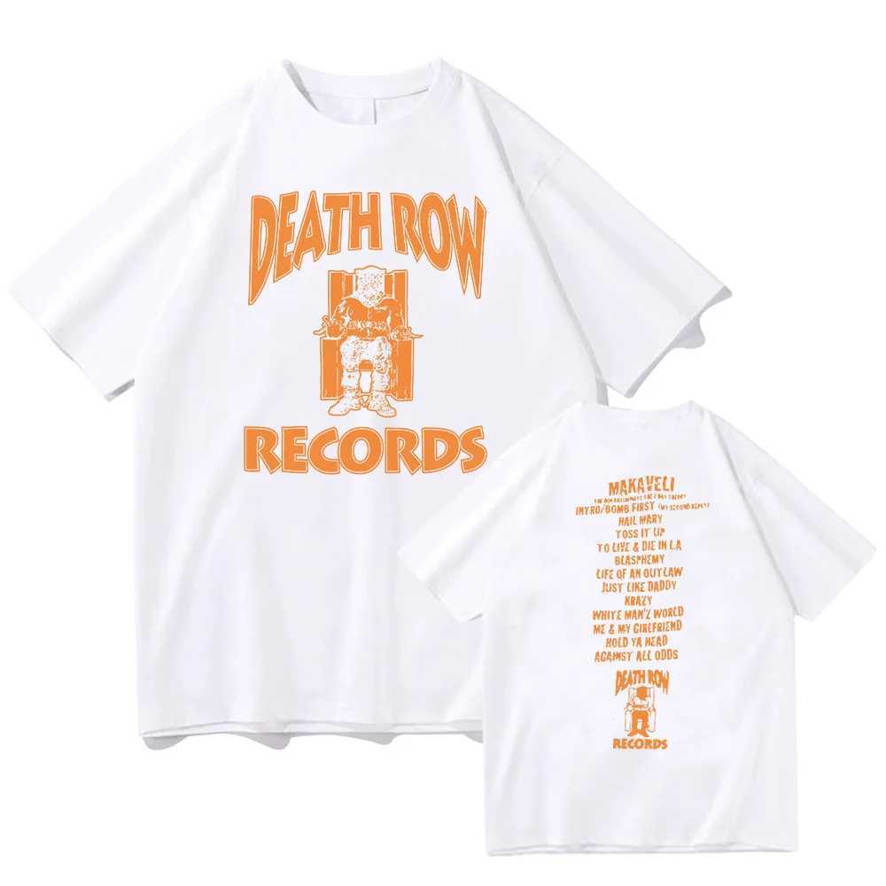 Men's T-Shirts Death Row Record Dr. Dre Tupac T-shirt Hip Hop Fashion Street Clothing T-shirt Q241220