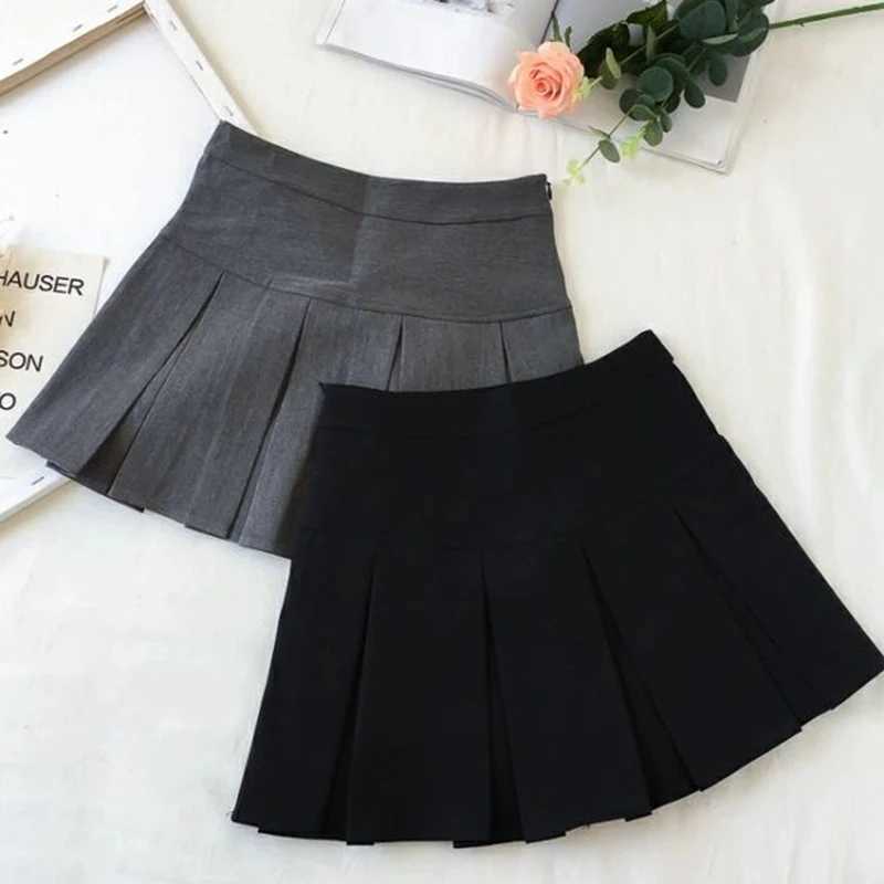 Fashion A Line Women Pleated Skirt High Waist Zipper Grey dent Mini Skirt JK Summer New 2023 Black Ladies Suit SkirtXJ241221