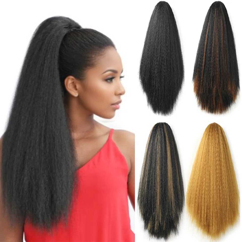 14 Inch Yaki Hair Extensions Claw Clip Ponytail Hair Extensions Synthetic Kinky Straight Extension Clip In Pony TailsXJ241221