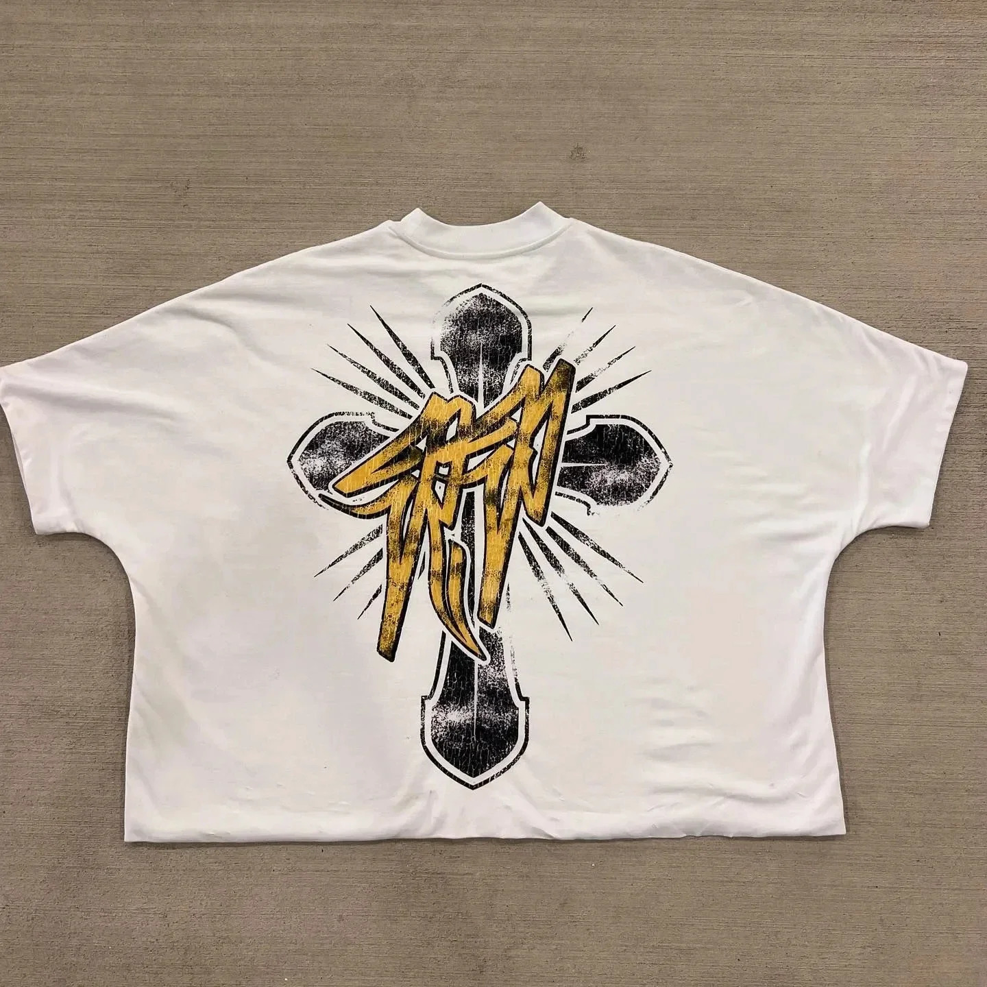 Y2K Three Quarter Sleeve Clothing Harajuku Retro Letter Graphic Printed Oversized T Shirt Gothic Fashion Short Sleeves Men Women 241217