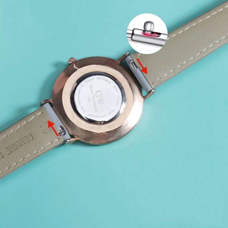 Lady Watch 12mm 14mm 15mm 16mm 17mm 18mm 19mm 20mm rose gold real leather strap watch band pink blue and Gray Female band 241220