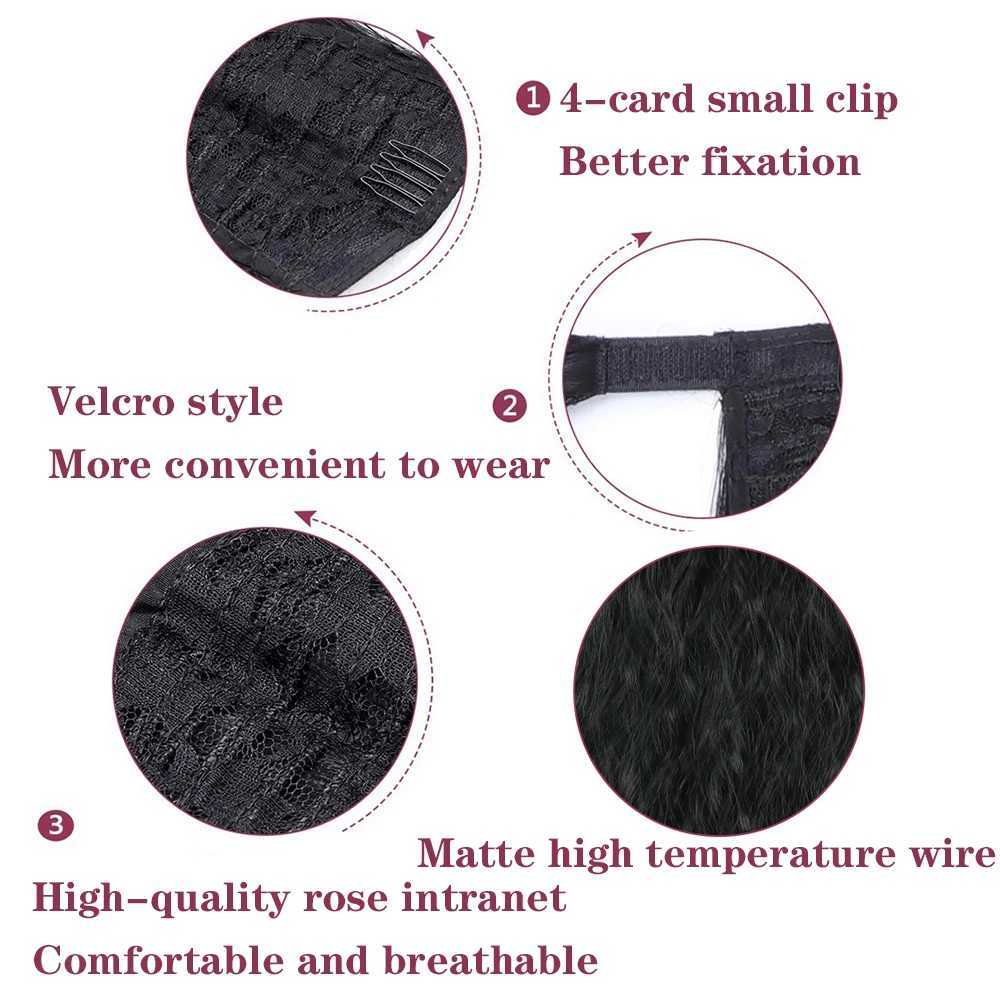 Synthetic Long Corn Wavy Ponytail Hairpiece Wrap on Hair Clip Ombre Brown Blonde Hair Extensions Pony TailXJ241221