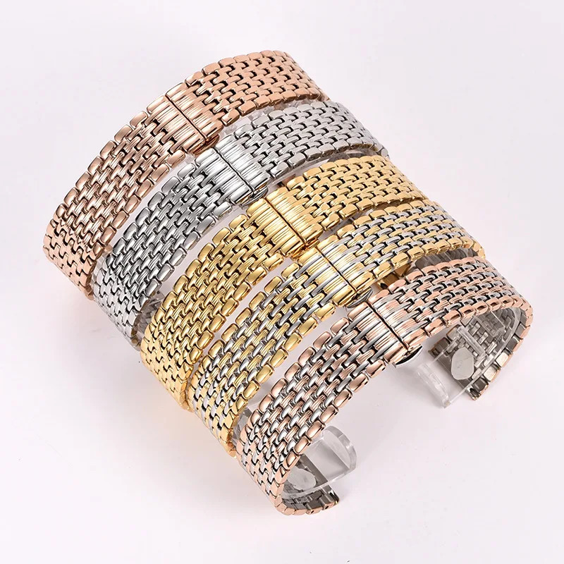 Stainless Steel Slim Watch Band Accessories 16mm 18mm 20mm 22mm Gold Silver Waterproof Butterfly Buckle Strap L4 241220
