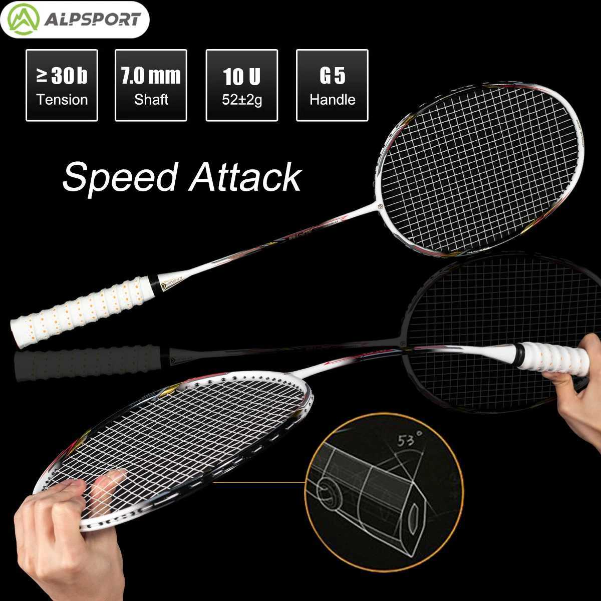 Alpsport Air 0U Ultralight 52g T800 badminton racket with fast rebound imported maximum 28 pound carbon fiber+titanium badminton racketW241221