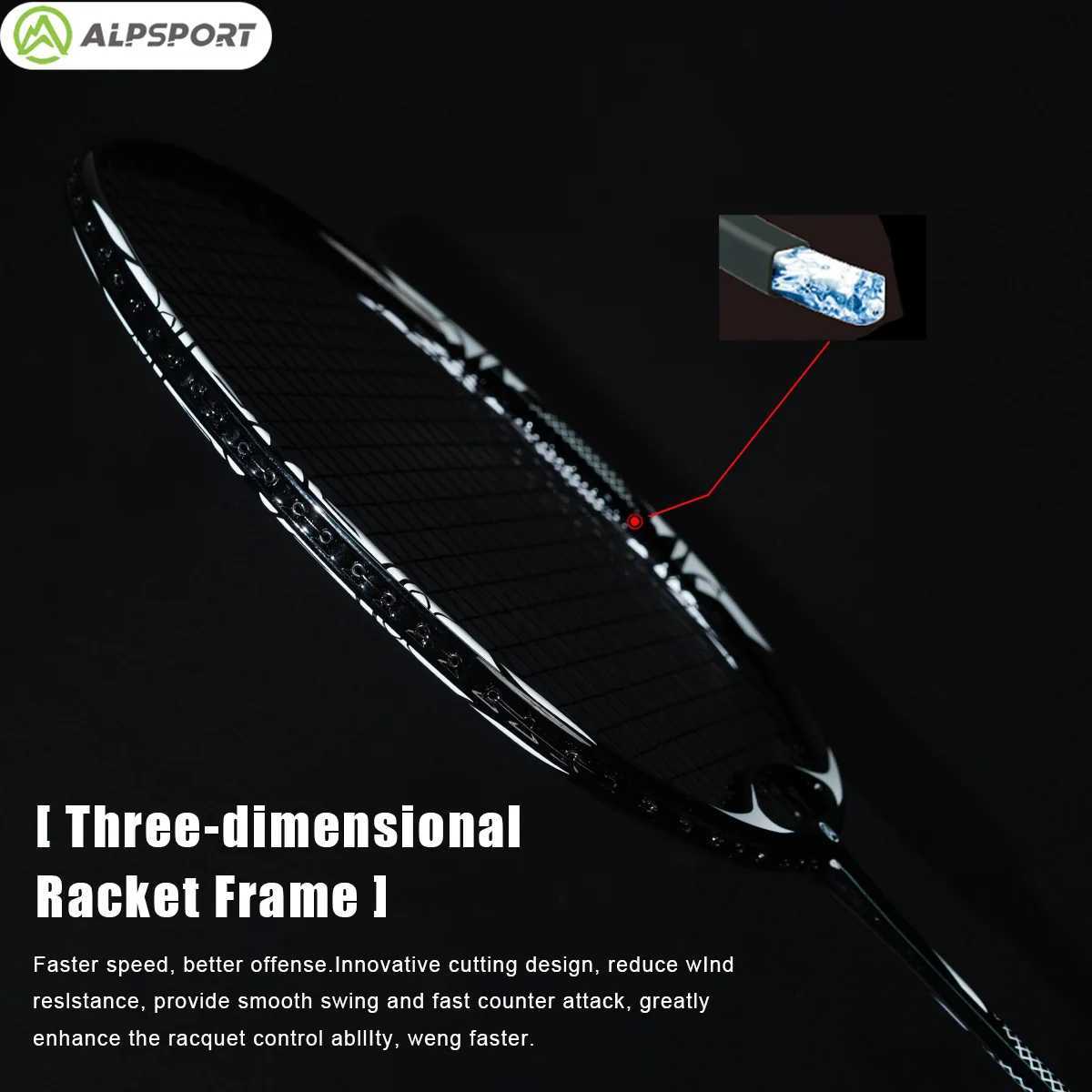 Alpsport ZY 4U Carbon Fiber Paddle Badminton Heavy Head Up to 35 Pound Professional Violent Strike Sport OutdoorW241221