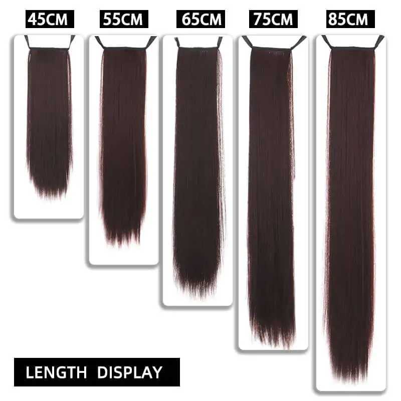 Synthetic Hair 2430 Long Straight Ponytail Wrap Around Ponytail Clip in Hair Extensions Black Hairpiece HeadwearXJ241221