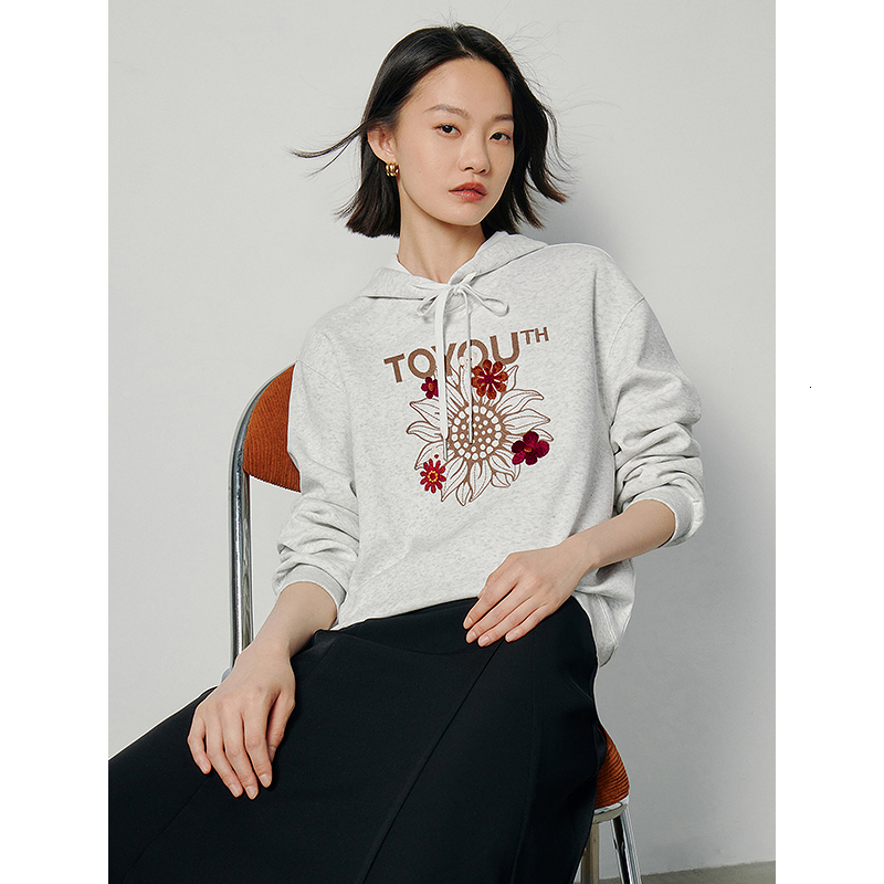 TOYOUTH Wer Emboridery Hoodies Sweatshirts For Women Spring Autumn Sweatshirt Girls Streetwear Pullovers