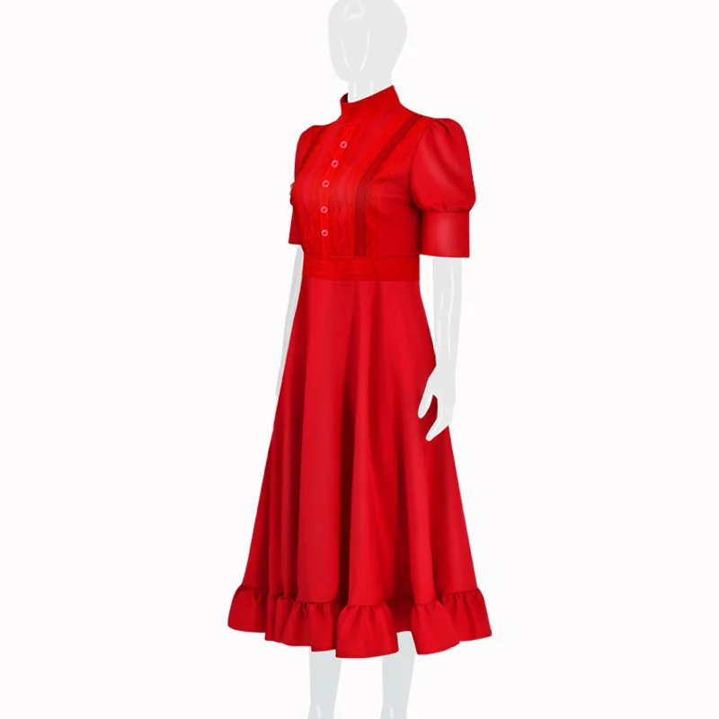 Horror Movie Pearl Cosplay Costume X Prequel Comic-Con Pearl Women Cos Dress Red Long Skirt Halloween Performance Clothing Adult