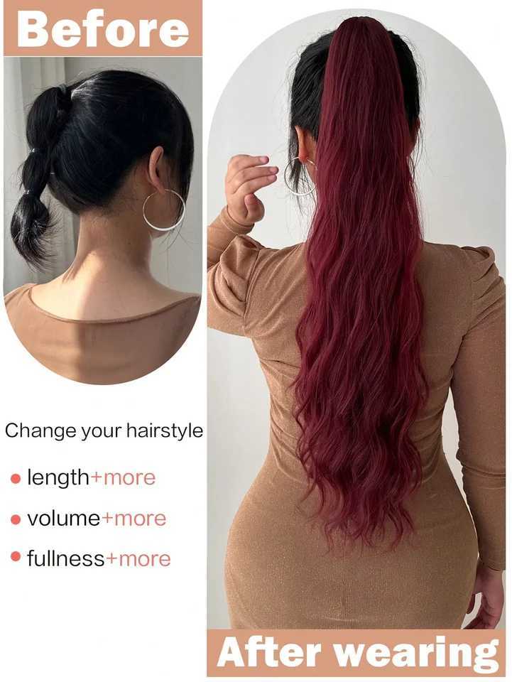 24 Inch Long Ponytail Synthetic Hair Extension With Claw For Women Long Curly Jaw Ponytail Hair Extainson for Women GirlsXJ241221