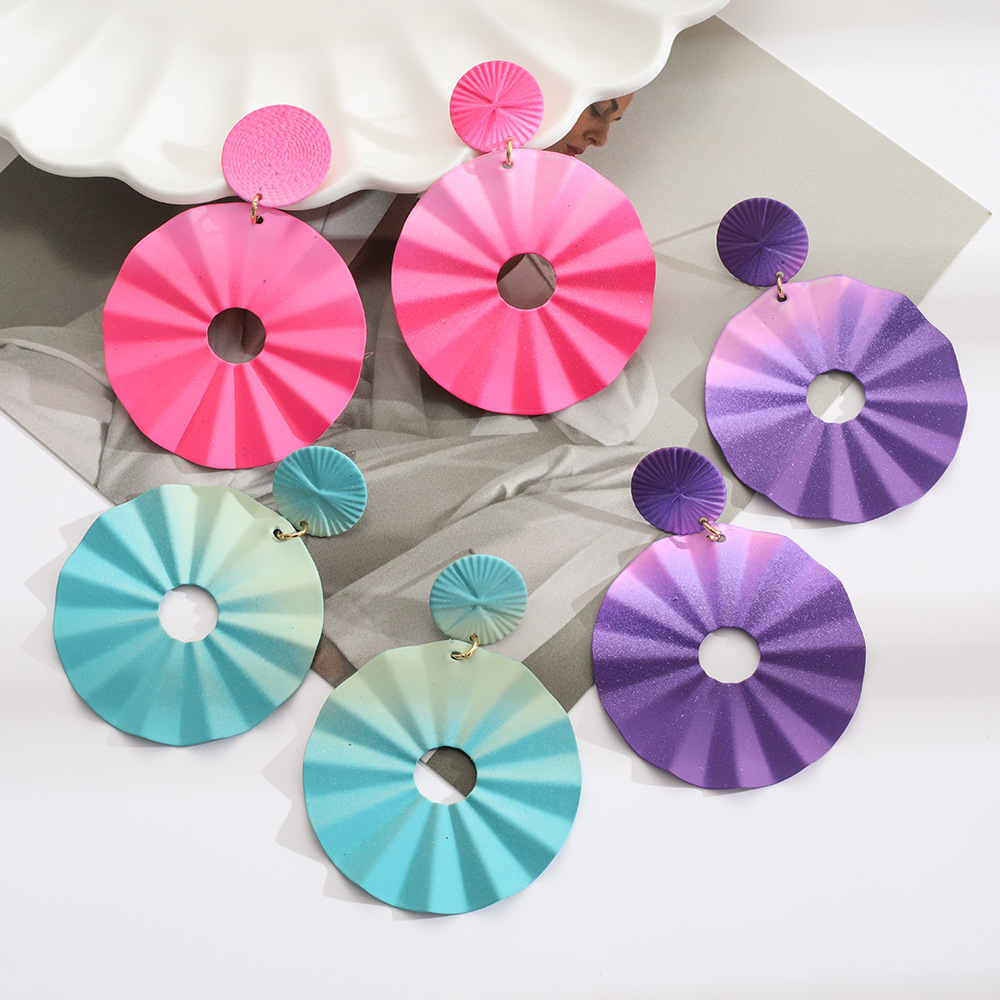 Geometric Style Women's Earrings with Multi-Color Spray Painting - Designer Drop Dangles Wholesale Available