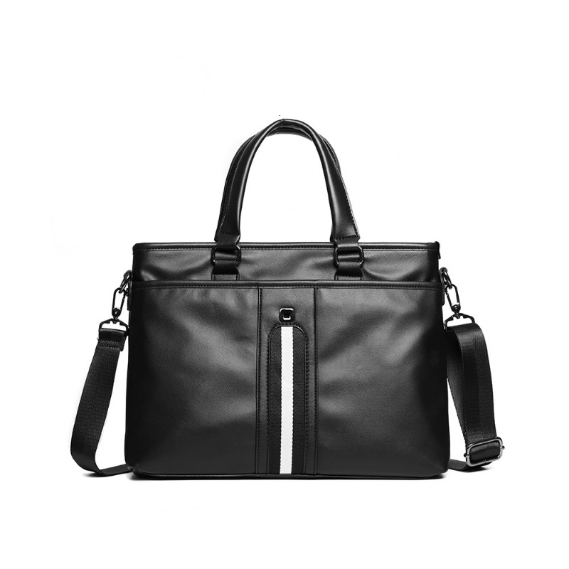 Fashion Striped Men's Top-Handle Business Handbag Multifunction Shoulder Messenger Men Briefcase 15 Inch Laptop Bag