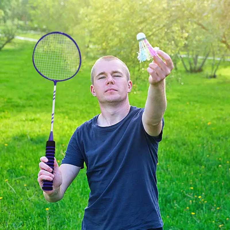 Badminton Racket Set 2 Player - Lightweight Badminton Racquets Replacement for Badminton Devices with Elastic Strings Suitable for Beach UseW241221