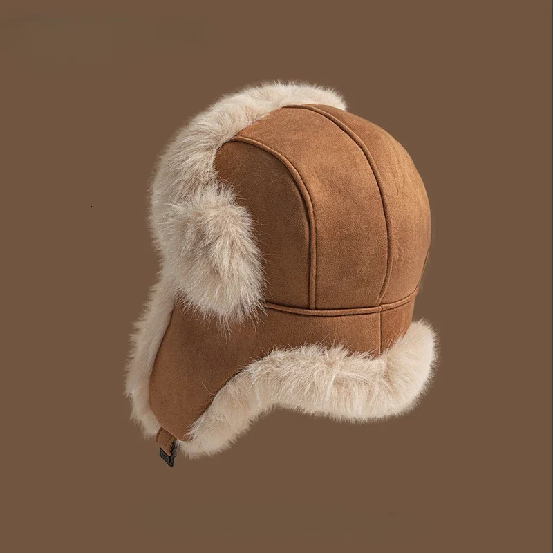 High qUAlity wInter velvet suede Lei Feng hat for men and women outdoor cycling warm ear protection for skiing Ushaka Russian hat 241220
