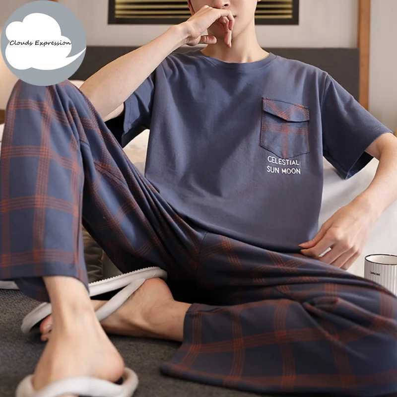Summer Knitted 5XL Cool Mens Pajamas Casual Pjs Lounge Set Mens Plain Pajamas W241221