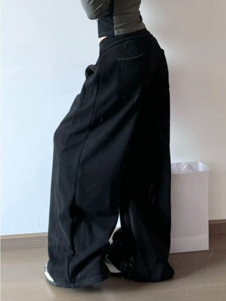 Y2k Vintage Baggy Warm Sweatpants Pink Thick Korean Fashion Oversized Pants Haruku Streetwear Trousers Winter Autumn