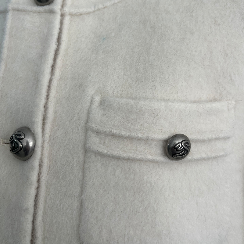 women's coat new fashion woolen gold button coat retro round neck long sleeve elegant female coat