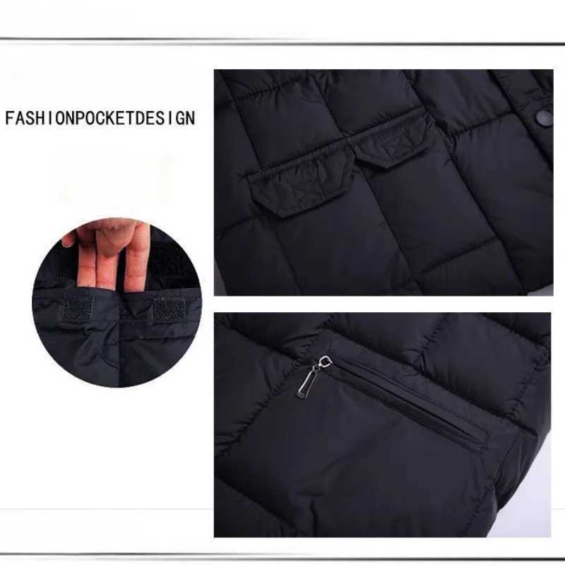 Mens Down Vest Jacket Winter Warm Sleeveless Tops Thickened Wear-resistant Zipper Coat Solid Lattice V-neck Loose VestsXJ241221