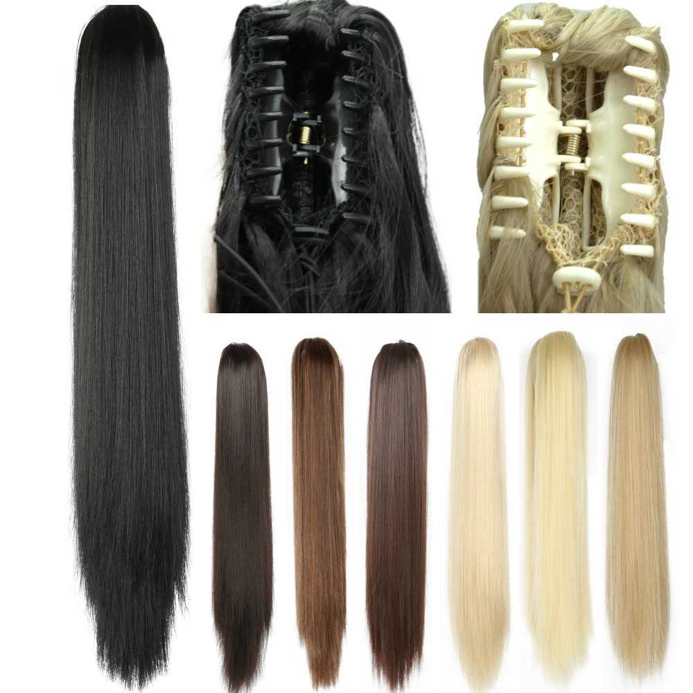 AZQUEEN 22 Inch Synthetic Long Straight Hair Ponytail Claw Clip For Woman Fake Hairpiece For Black Brown Golden WomenXJ241221