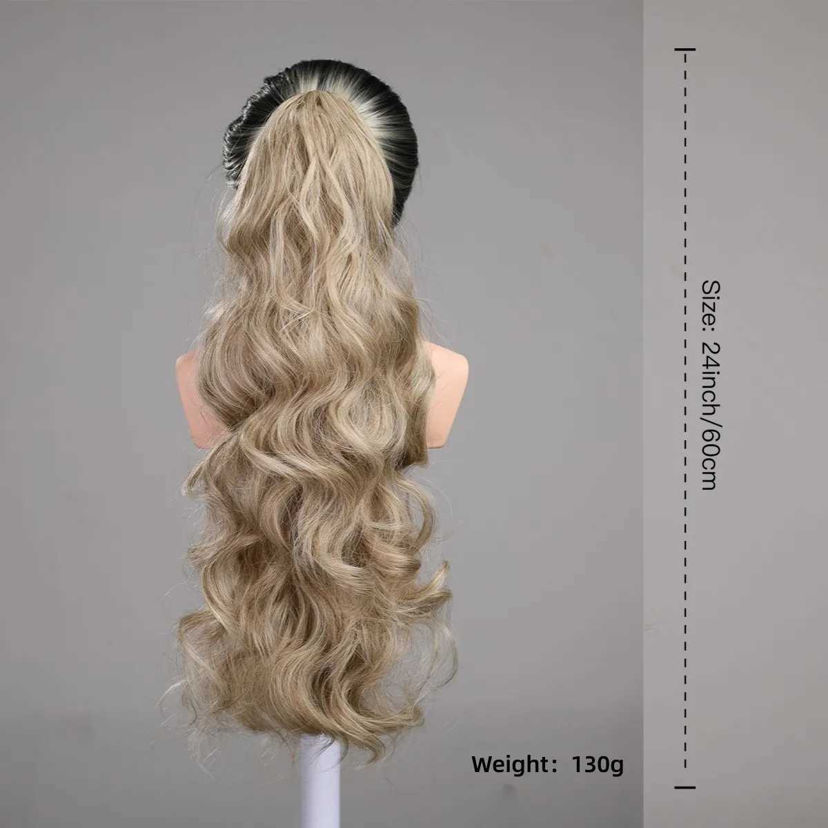 24 Inch Drawstring Wrap Around Ponytail Extensions For Woman Long Curls Water Wave Natural Wave Synthetic Ponytail ExtensionXJ241221