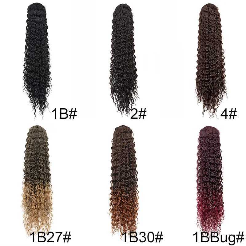 Synthetic Deep Wave Ponytail 22Inch Kinky Curly Drawstring Ponytail Extensions for Women Clip On Pony Tail Hair HairpieceXJ241221