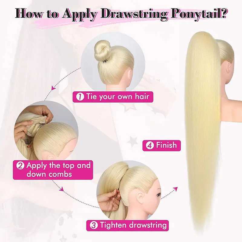 36 Inch Synthetic Long Layered Straight Drawstring Ponytail Extension Soft Clip-In Hair Extensions for Women HairpieceXJ241221