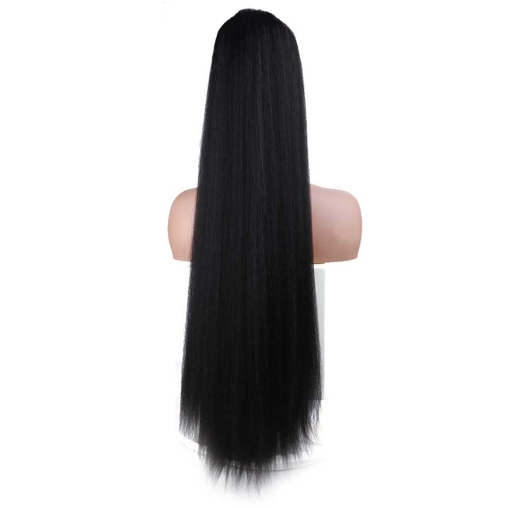 Extra Long Yaki Straight Synthetic Ponytail Extensions 30 Inch Synthetic Drawstring Ponytails Puffy Yaki Straight Hair ExtensionXJ241221