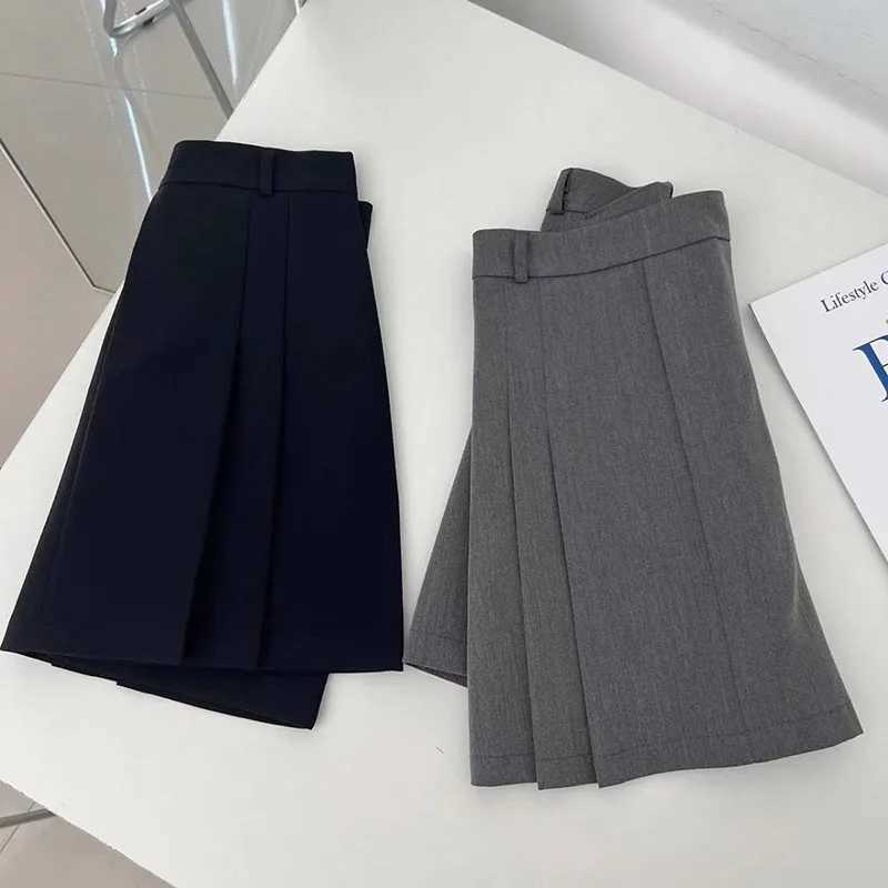 ever Preppy Style A-Line Skirt for Women Summer New High Waist Black Gray Pleated Skirts Fe Casual dent Mini SkirtsXJ241221