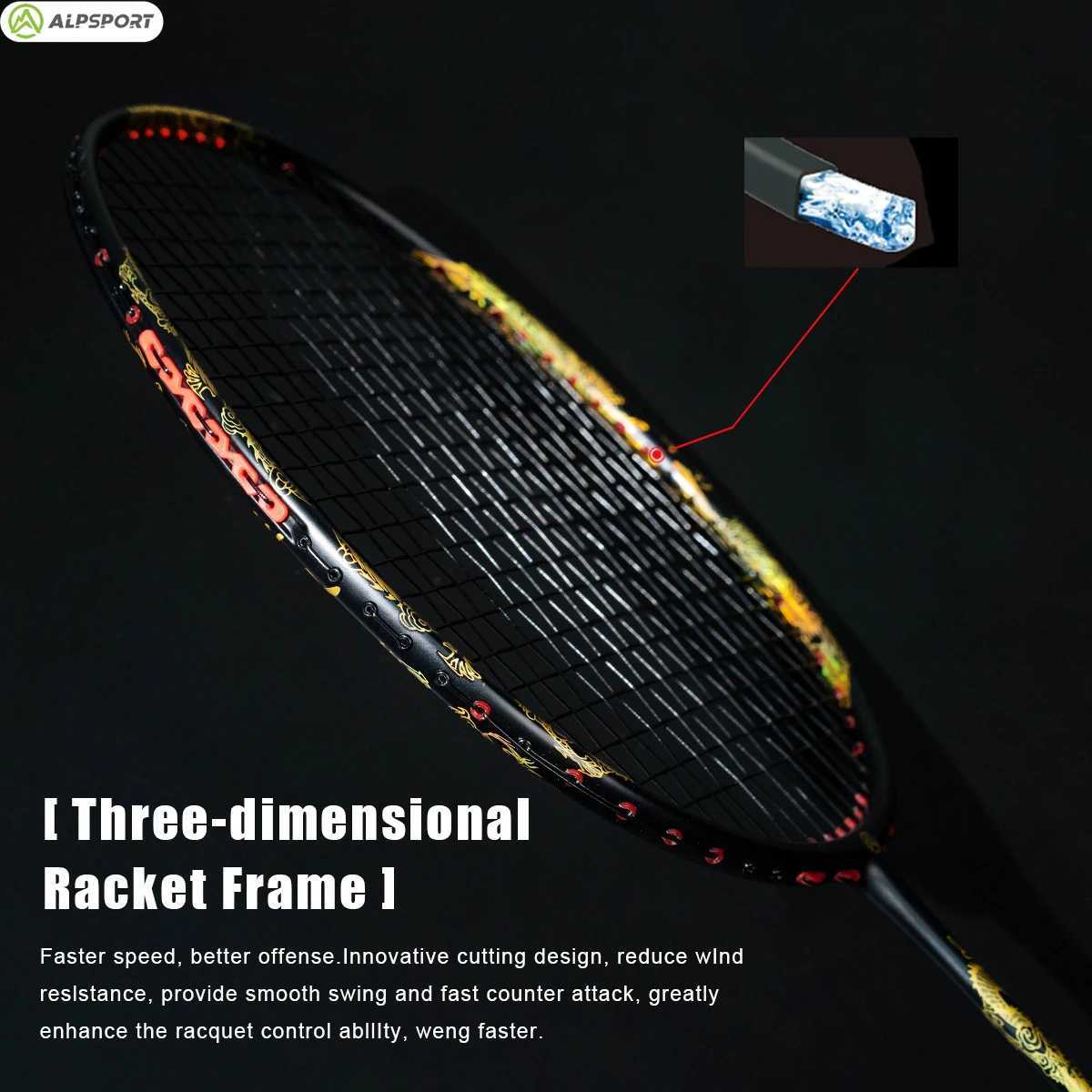 ALP GD 0U Badminton Racket 52g T800 Ultralight MAX 32lbs T800 Carbon Fiber including Badminton String and Badminton BagW241221