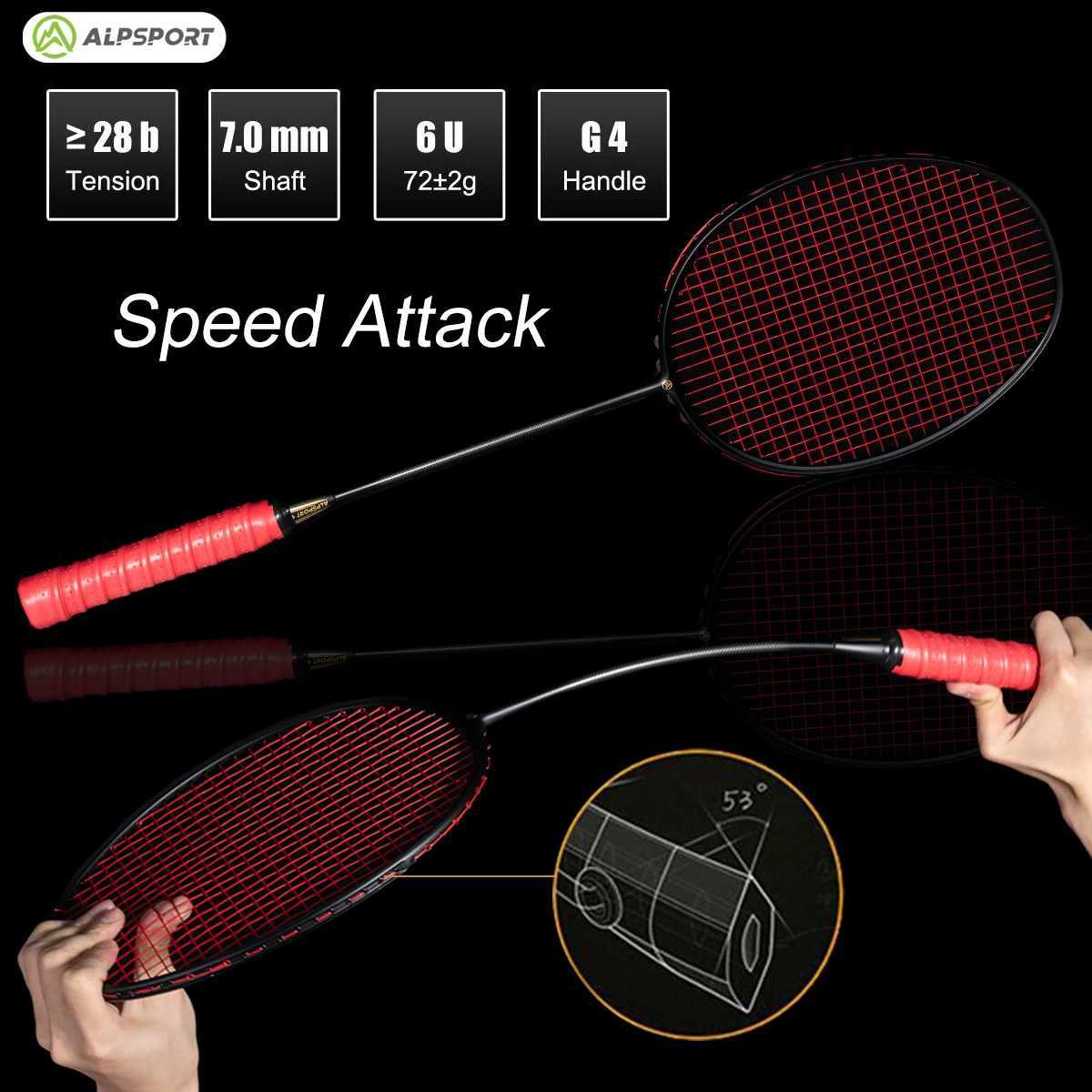 Alpsport XHP 2 pieces/batch 6U 72g Ultralight G4 T800 original all carbon fiber 22-30lbs professional badminton rackW241221