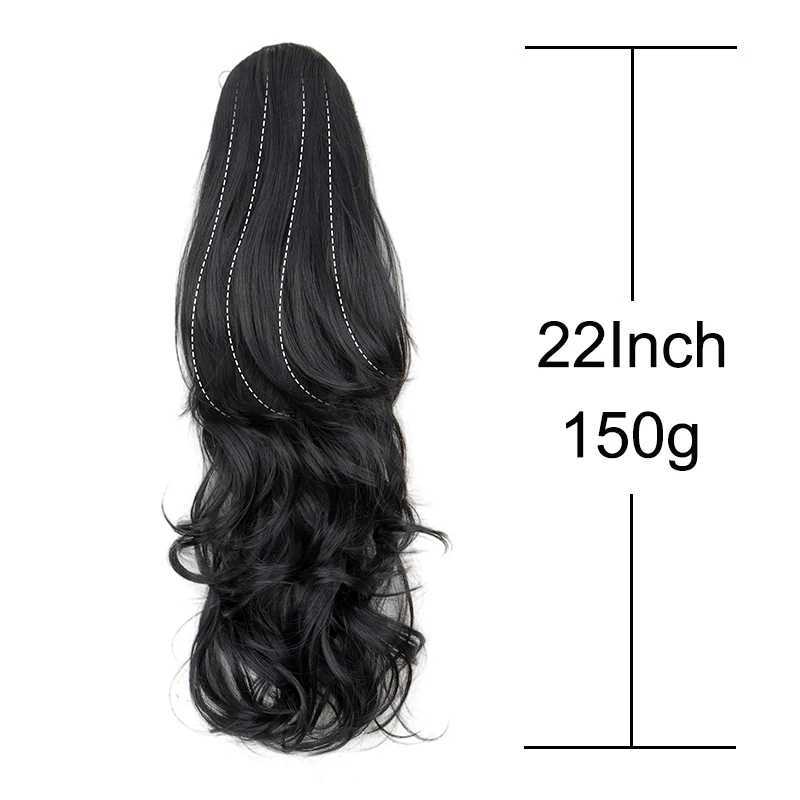 22Inch Synthetic Drawstring Ponytail Hair Extensions Black Blonde Long Curly Wave Ponytail for WomenXJ241221