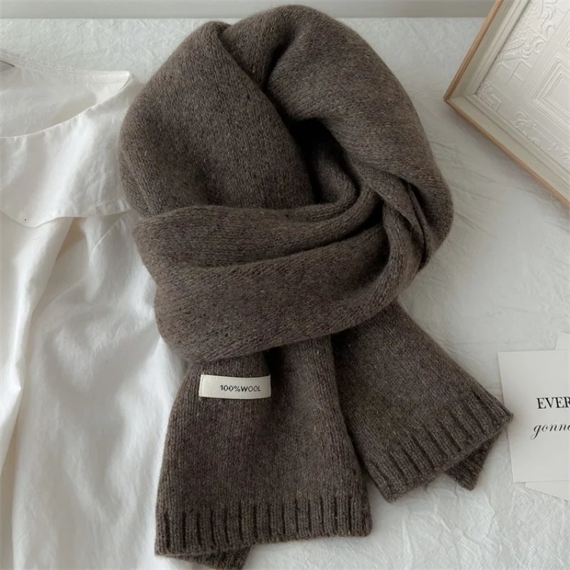 100% pure wool scarf Korean cute male and female couples winter warm neck 241220
