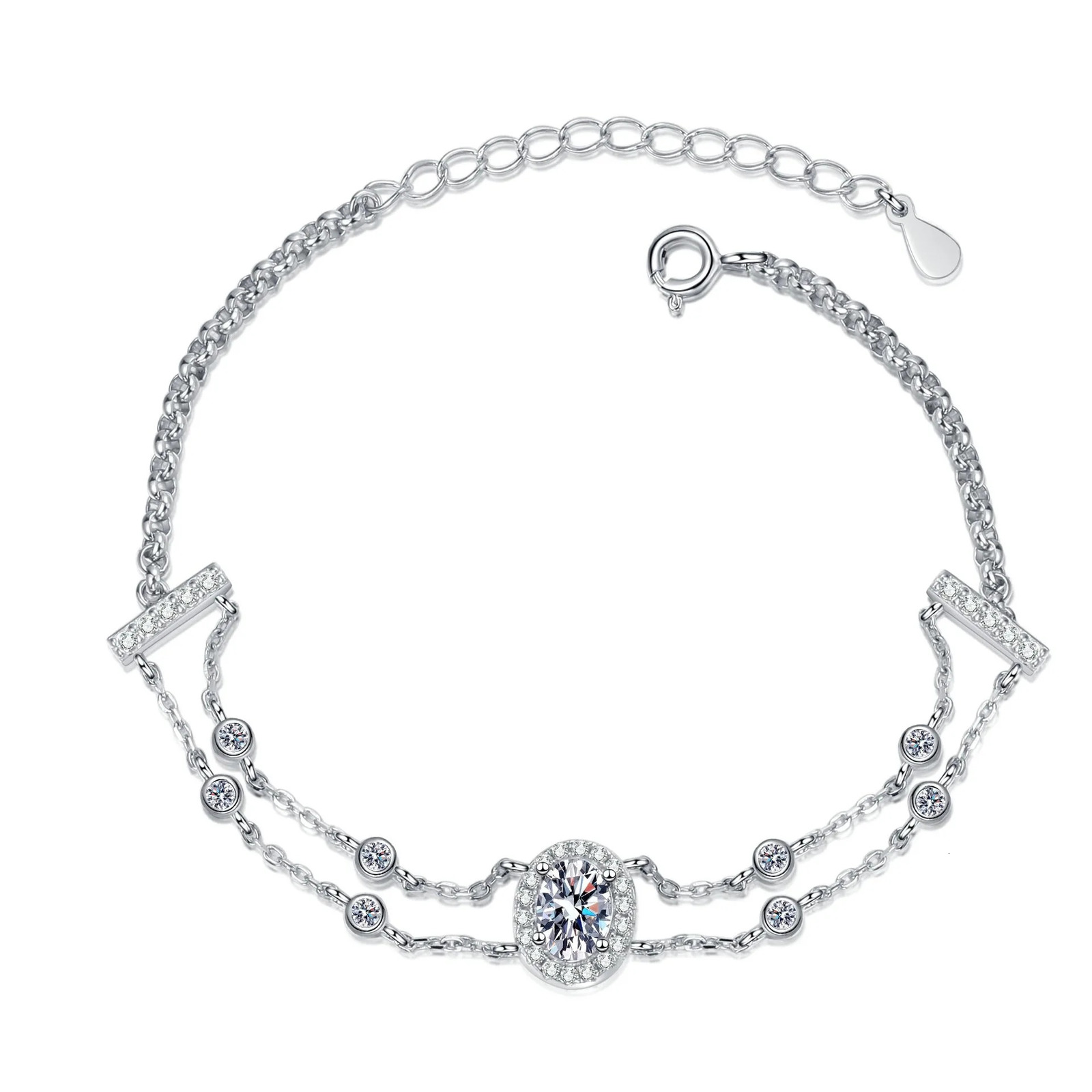 Na Tarnish Free Women VVS Charm Bracelets Women Wedding Jewelry 925 Sterling Silver Double Layers Bracelet 241214