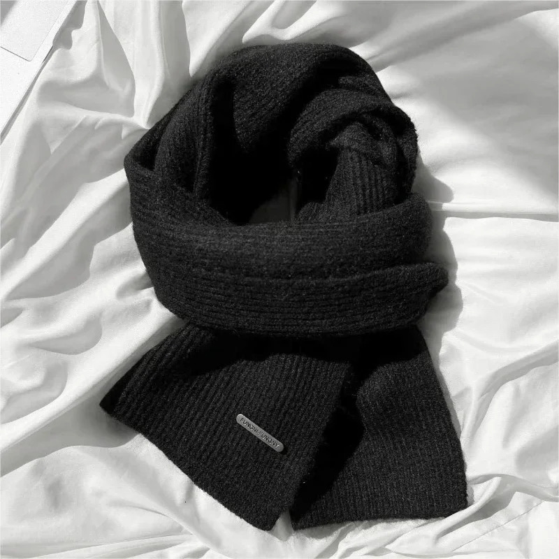 High Quality Classic Wool Solid Scarf Men Women Winter Autumn Knitted Thick Warm Soft Muffler Male Female Korean Version Scarf 241220