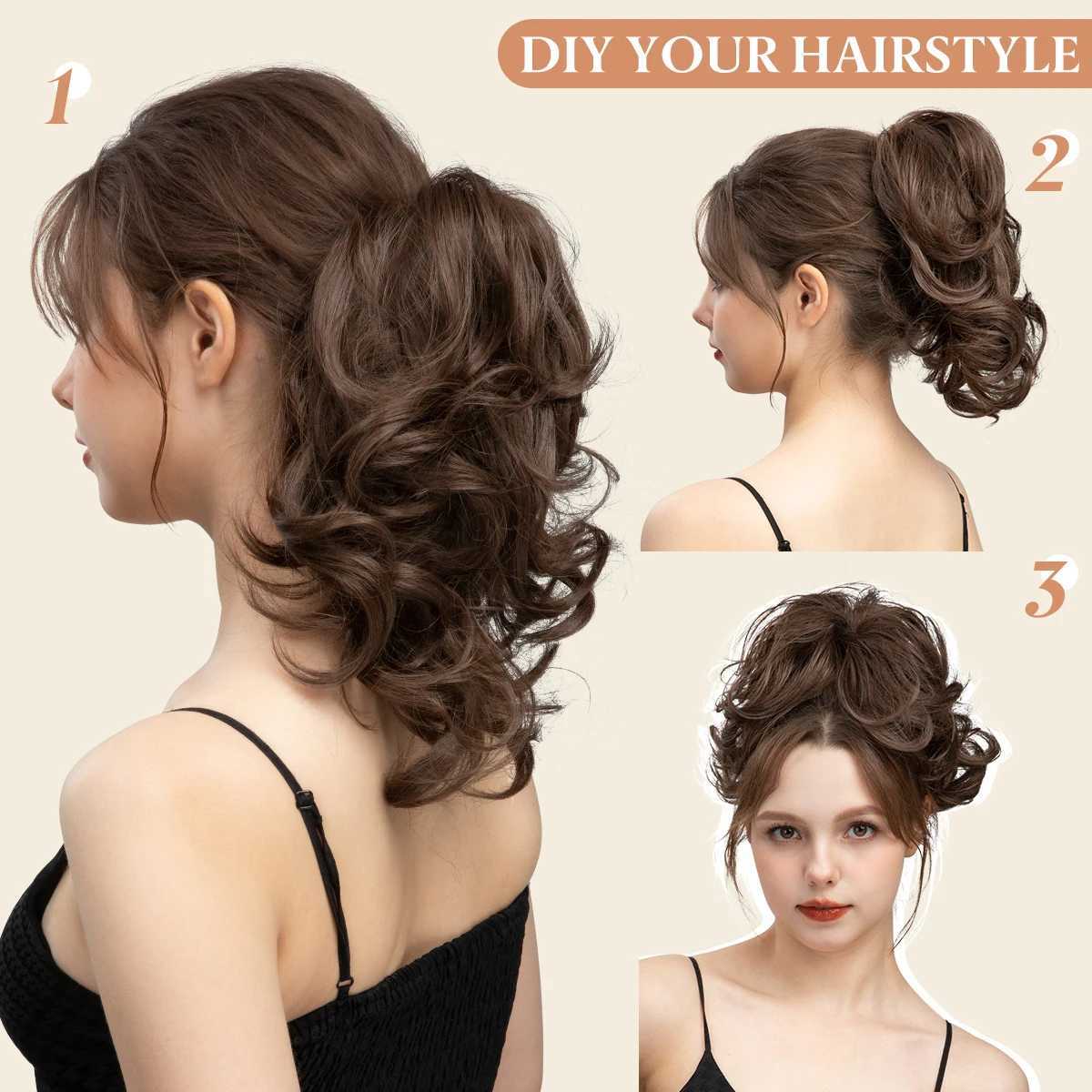SARLA One Piece Premium Synthetic Diy Claw Clip In Ponytail Extensions Natural Hairpiece Hair Bun Fake Blonde False PigtailXJ241221