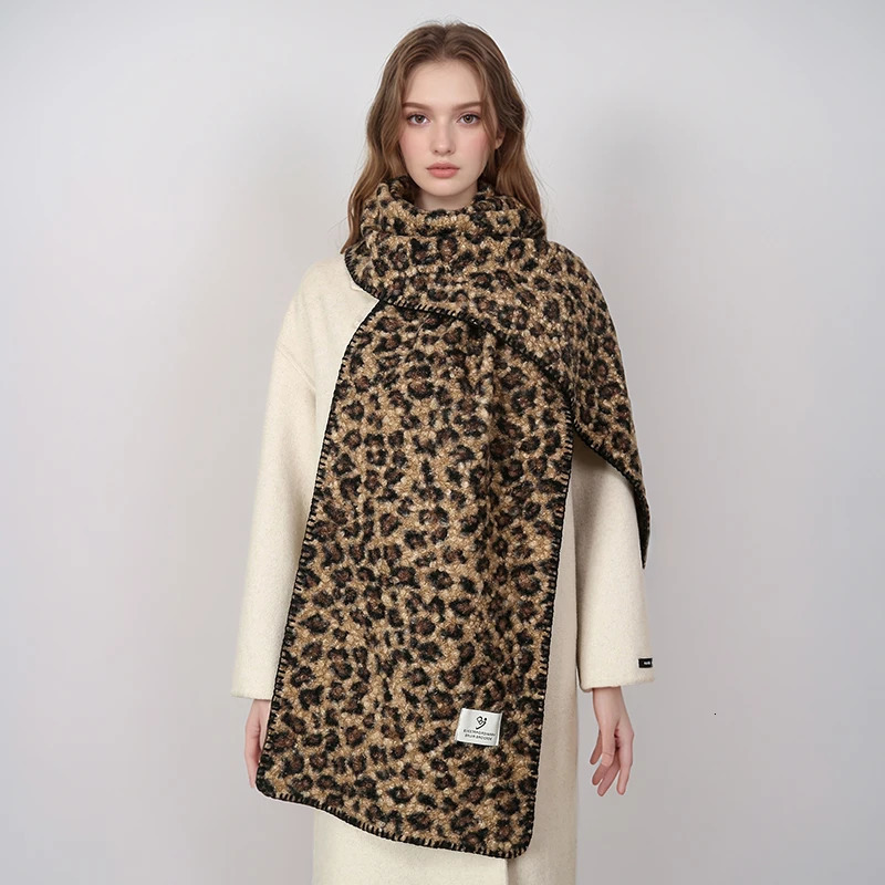 Winer Warm Cashmere Scarf for Women Fashion Leopard Thick Blanket Pashmina Shawl Wrap Female Bufanda Echarpe Foulard 241220