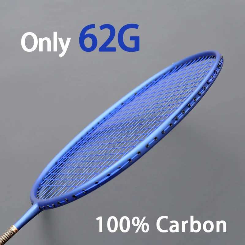 Super Light 8U 62g 00% carbon fiber badminton racket offensive racket professional training racketW241221