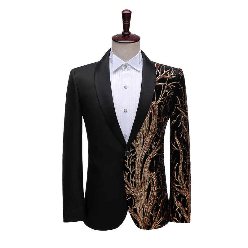 Men's K673 Tailored Sequin Tree Print Performance Jacket - Stylish Showpiece Outfit