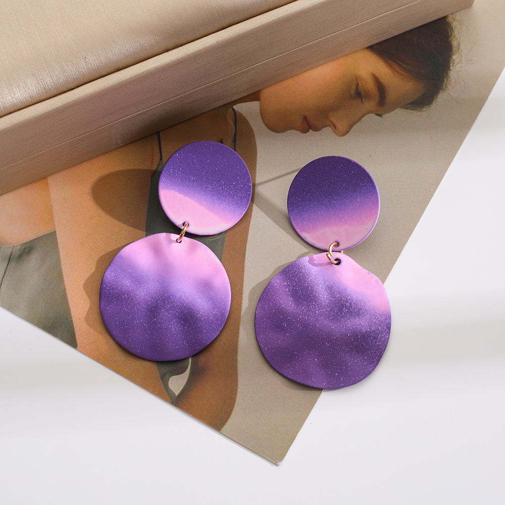 Geometric Style Women's Earrings with Multi-Color Spray Painting - Designer Drop Dangles Wholesale Available