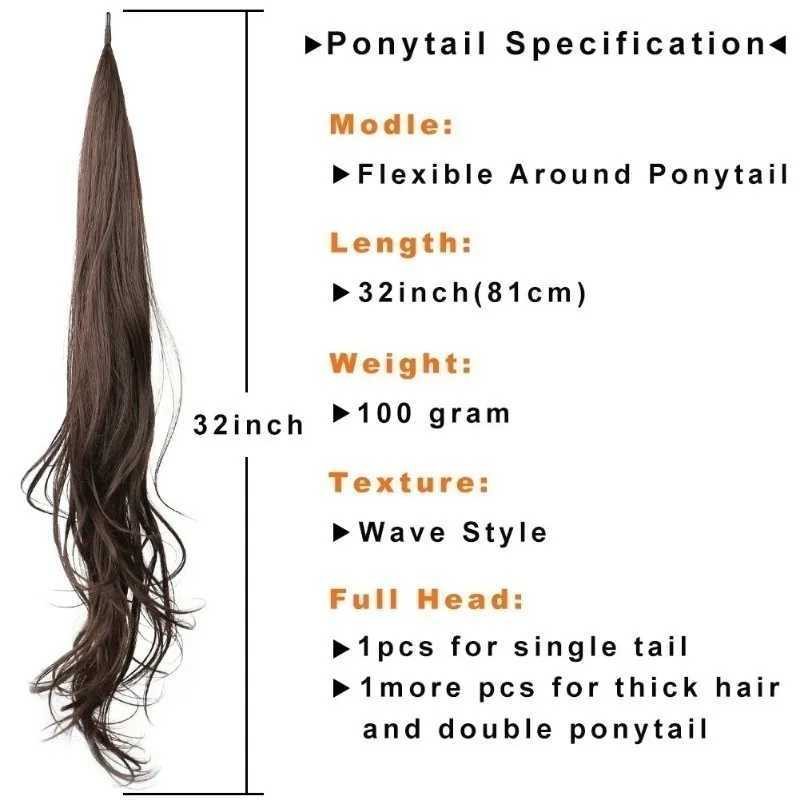 Synthetic Hair Extension Flexible Wrap Around Ponytail Natural Wave Long Ponytail Wavy Hair Hairpieces For Women GZ56XJ241221