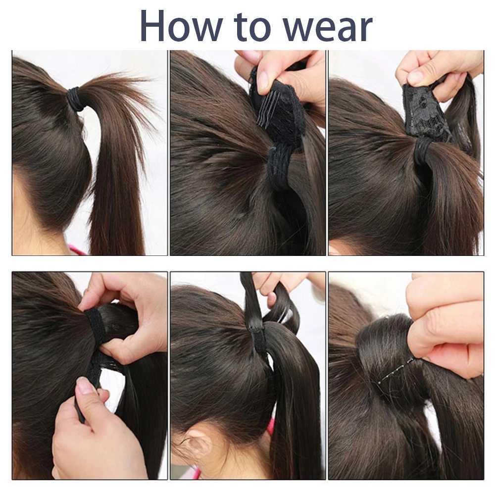 Synthetic Bounce Wrap Around Ponytai 18Inch Straight Hairpiece With Clip In Hair Drawstring Ponytail Hair ExtensionXJ241221