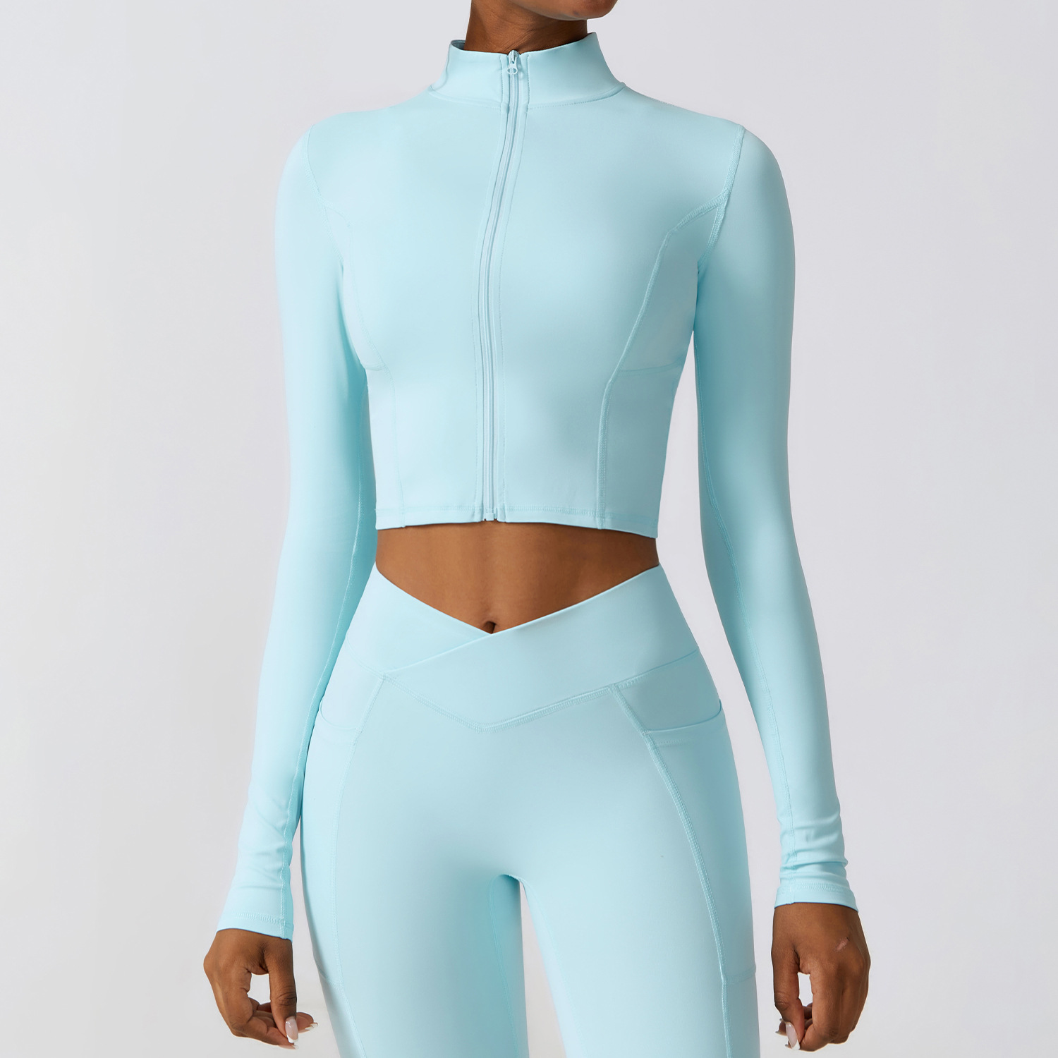 Quick Dry Long Sleeve Yoga Wear Jacket Zipper Windproof Running Exercise Jacket Tight Nude Fitness Clothing