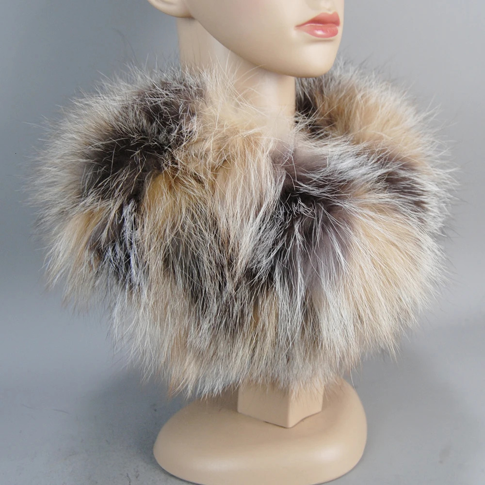 Style Women Winter Real Fur Scarves Warm Real Fox Fur Mufflers 100% Natural Fox Fur Collar Scarf Ring 241220