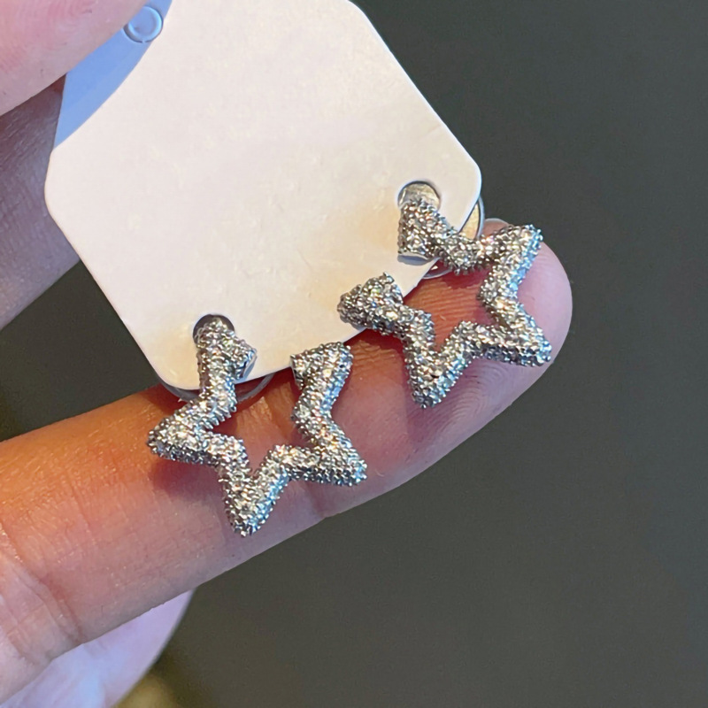 Gorgeous Stud Earrings Elegant Luxury Jewelry 925 Sterling Silver Pave White Sapphire CZ Diamond Shinning Women Party Star Earring For Lover Gift