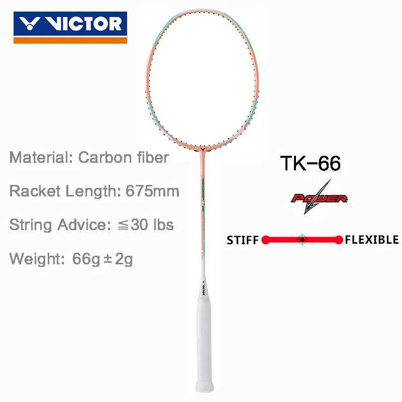 Victor Original Super Light Badminton Paddle Mens and Womens Badminton Paddle 100% Carbon Attack High Tension Tk-66 70W241221
