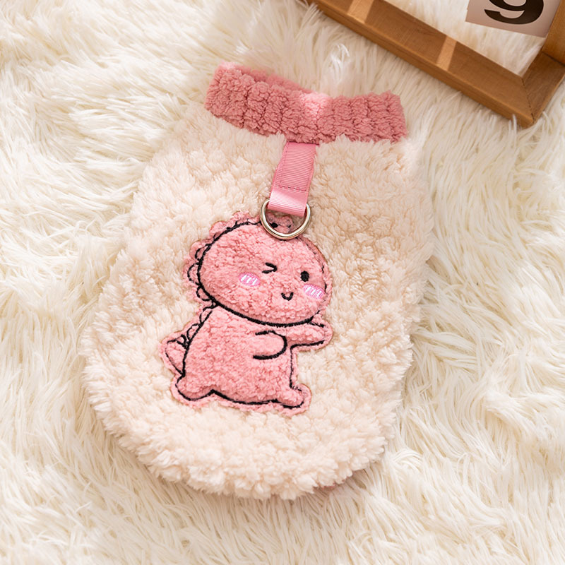 Cute dinosaur in autumn and winter, two legged traction, fluffy clothes for cats, blue cat clothes for kittens, pets clothes