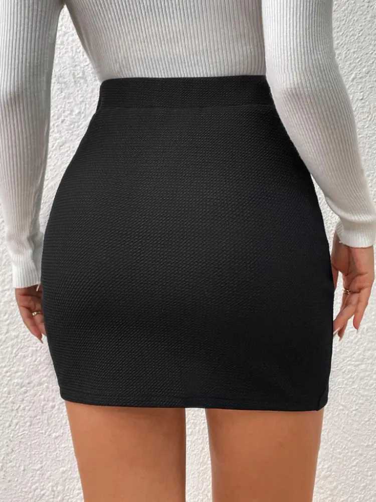 Black Split Mini Skirts Women Summer Sexy Club High Waist Slit Skirt Streetwear Korean Party Fashion Irregular Slim A LineXJ241221
