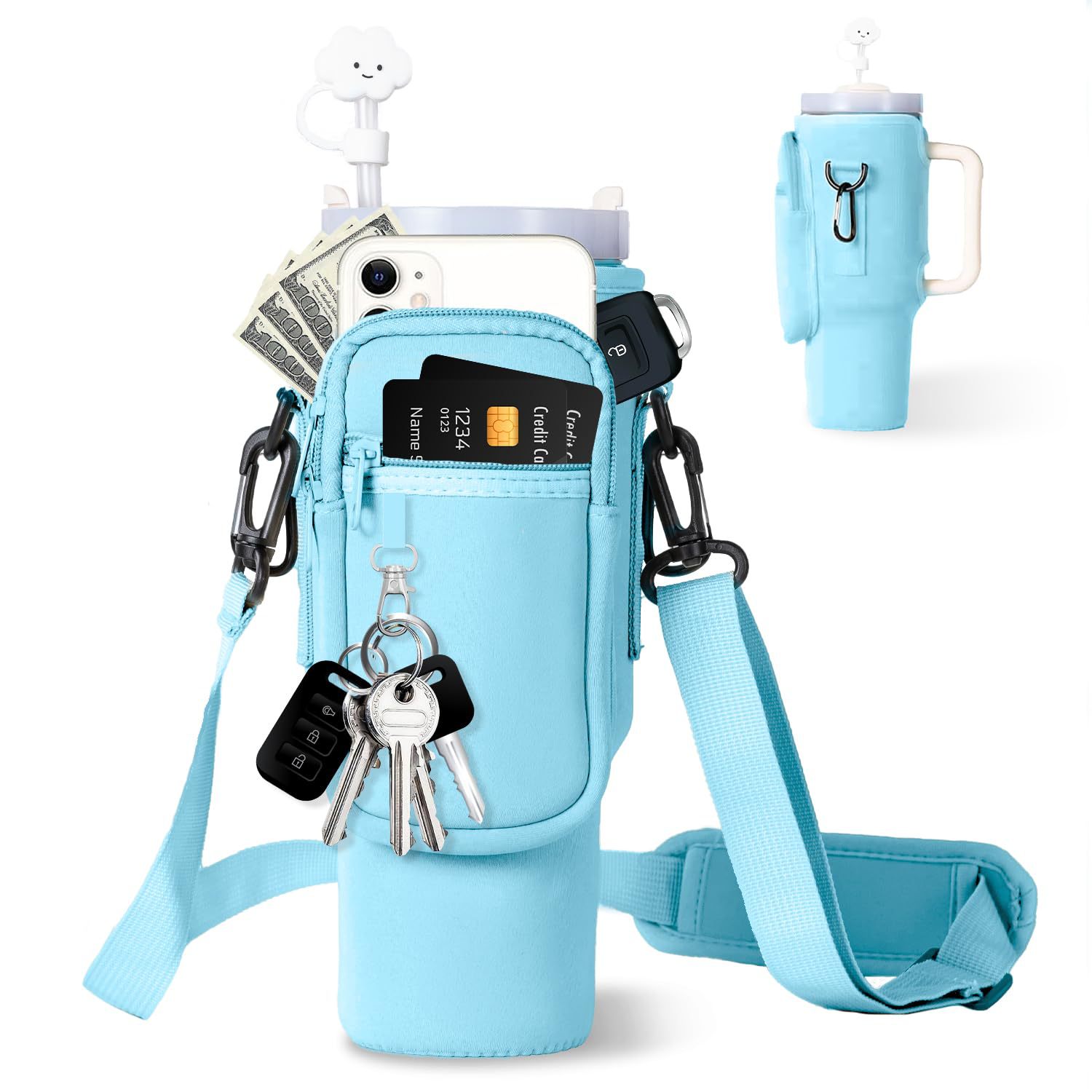Neoprene Cup Sleeve 40oz Travel Mugs 10 Colors Stubby Holder Neoprene can cooler With Keychain WLL2487