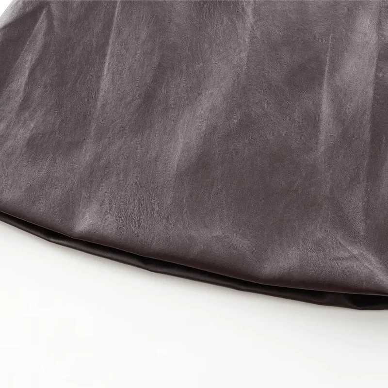 TR Leather Mini Skirts 2024 Summer Womens Y2K Ele Party Short Skirts Ladies Fashion Casual Office Brown Mini SkirtsXJ241221